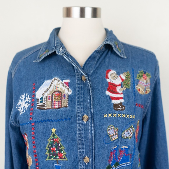 Bobbie Brooks Chambray Button Down M Top - Picture 6 of 8